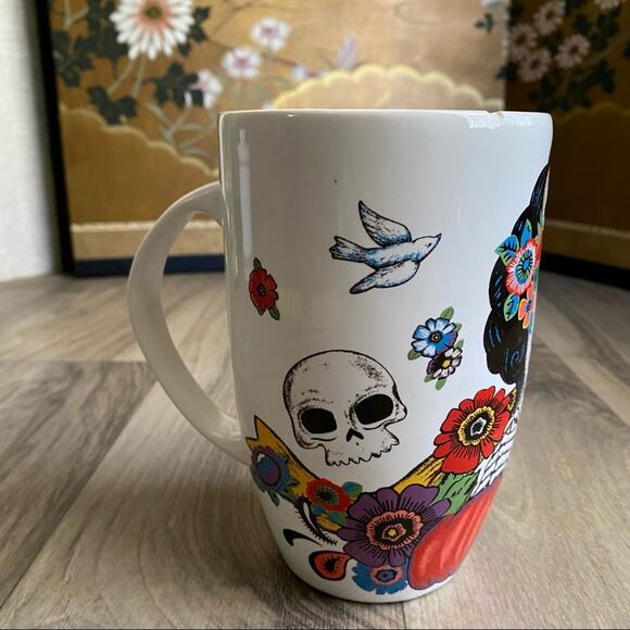 Large White Porcelain Day of the Dead Coffee Mug - Picture 2 of 7